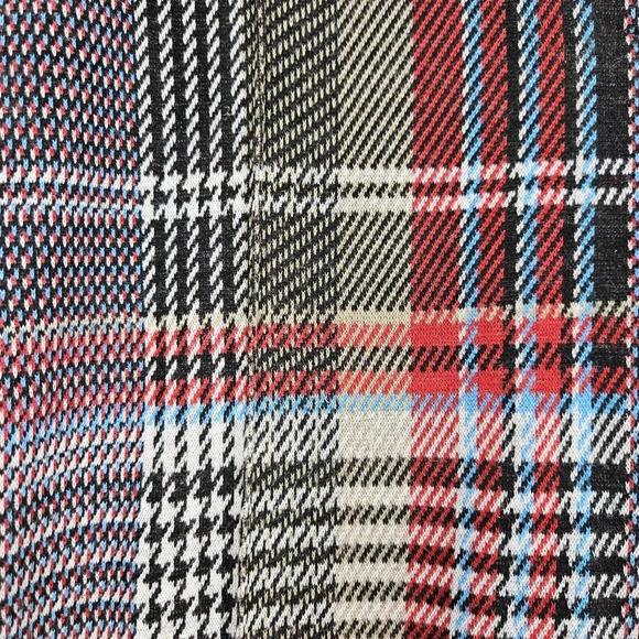 Free People Skinny Ankle Pants Multicolor Red Plaid High Rise Knit Pant - Picture 2 of 6